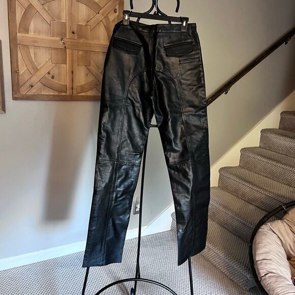 Soft Leather Pant. Men's Blue Striped Biker Leather Pant size 30x33 - Picture 2 of 7